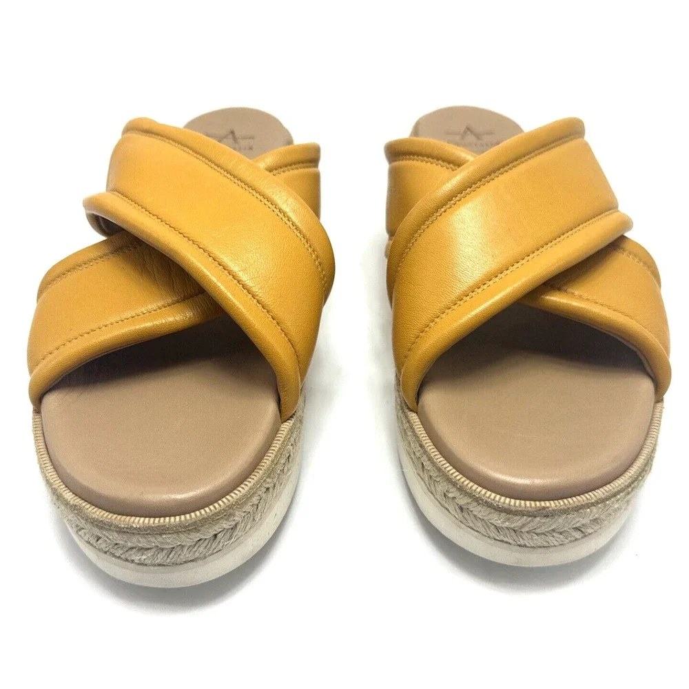 Aquatalia Saila Nappa‎ Leather Platform Espadrille Sandals Made In Spain